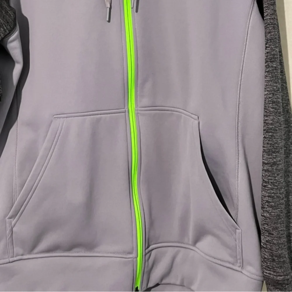 Adidas‎ climawarm zip up hoodie sweater gray neon green size Large